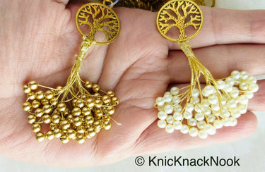 Gold Tree Charm Bead Tassels Latkan, Indian Latkans, Beaded Danglers